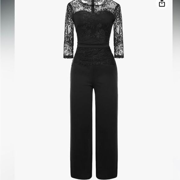 #115 FORMAL BOUTIQUE Wide leg Black Jumpsuit - Picture 1 of 11